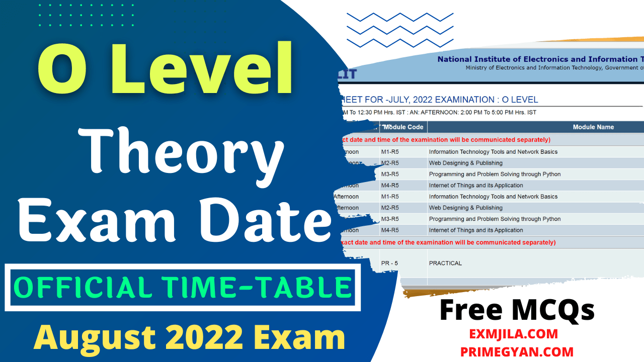 NIELIT O Level Exam Date 2023 Examination Primegyan